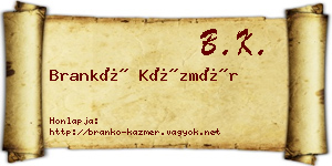 Brankó Kázmér névjegykártya
